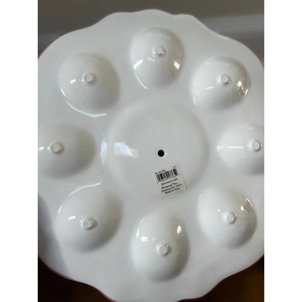 Easter Bunny Deviled Egg Plate Pastel Spring Platter 8 Eggs  11.5